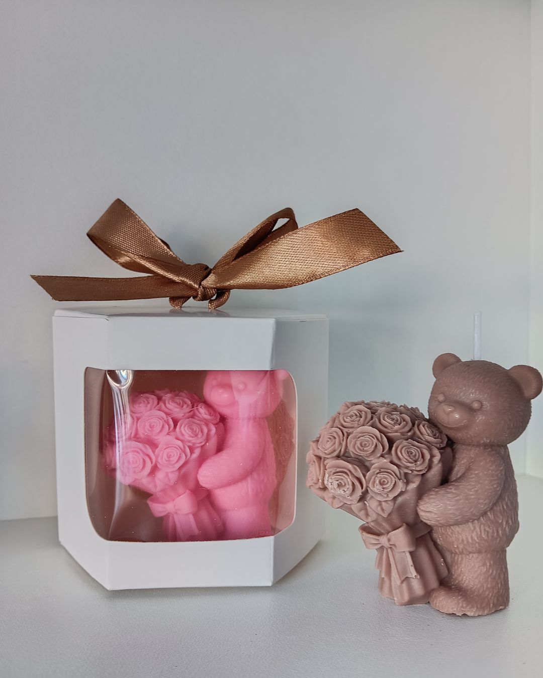 bear candle roses gift